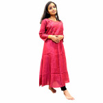 Panel cut kurthi in Vijithra Silk with Direct Handwork