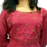 Panel cut kurthi in Vijithra Silk with Direct Handwork