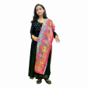 Georgette Yoke Pleated Dress with Glass Work and Pakistani Dupatta Set