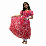 Frock style dress with puff sleeve and 3/4th sleeve attached
