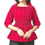 Crepe Solid Casual Wear Red Tops