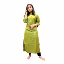 Collar neck slitted top in jute silk material - Green