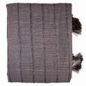 Chiffon Designer Saree with Fur Stripe Pattern with Blouse - Grey