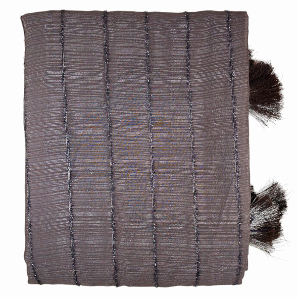 Chiffon Designer Saree with Fur Stripe Pattern with Blouse - Grey