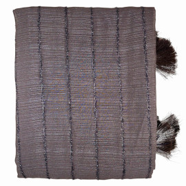 Chiffon Designer Saree with Fur Stripe Pattern with Blouse - Grey
