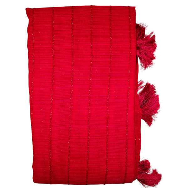 Chiffon Designer Saree with Fur Stripe Pattern with Blouse - Rani Pink