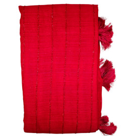 Chiffon Designer Saree with Fur Stripe Pattern with Blouse - Rani Pink