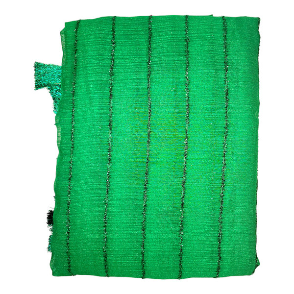 Chiffon Designer Saree with Fur Stripe Pattern with Blouse - Green
