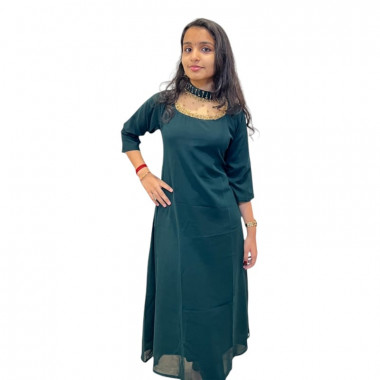 Jewel neck kurthi in Georgette material