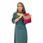 Jewel neck kurthi in Georgette material