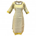Jewel neck kurthi in tissue silk