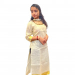 Jewel neck kurthi in tissue silk