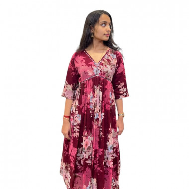 Floral print Alia cut kurthi
