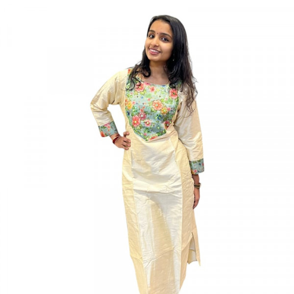 Onam Special - Slub Cotton Slit Top Kurthi
