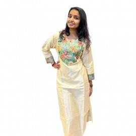 Onam Special - Slub Cotton Slit Top Kurthi