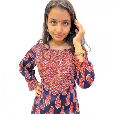 Ajarakh Cotton Slit Top Kurthi
