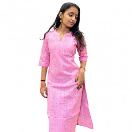 Baby pink Hacoba kurthi with lining