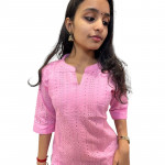 Baby pink Hacoba kurthi with lining
