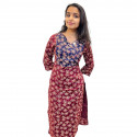 Ajrakh V neck kurthi with mirror detailing