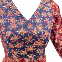 Ajrakh V neck kurthi with mirror detailing