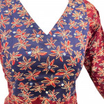 Ajrakh V neck kurthi with mirror detailing