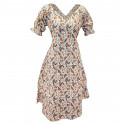 Hacoba floral printed kurthi with four layer mirror work