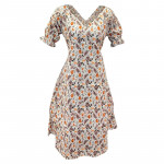 Hacoba floral printed kurthi with four layer mirror work