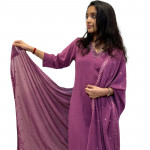 Georgette V neck kurthi with cut beads and sugar beads hand work - 2PC set
