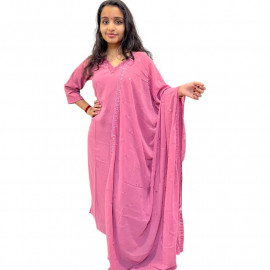 Georgette V neck kurthi with cut beads and sugar beads hand work - 2PC set