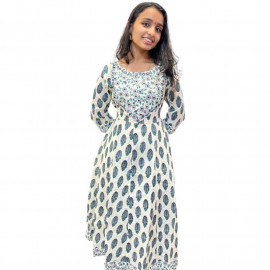 Kantha cotton panel cut kurthi