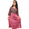 A - Line kurthi with Ajrakh Yoke - Onion Skin colour