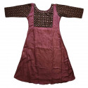 A - Line kurthi with Ajrakh Yoke - Onion Skin colour