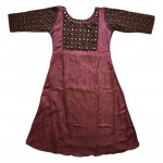 A - Line kurthi with Ajrakh Yoke - Onion Skin colour