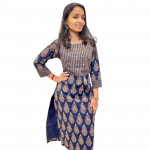 Slitted cotton kurthi with mirror detailing