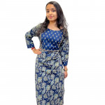Floral type slitted kurthi with mirror detailing