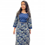 Floral type slitted kurthi with mirror detailing