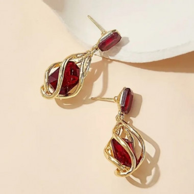 Shiny Rhinestone Decor Dangle Earrings