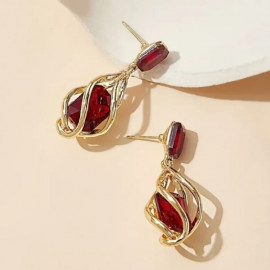 Shiny Rhinestone Decor Dangle Earrings