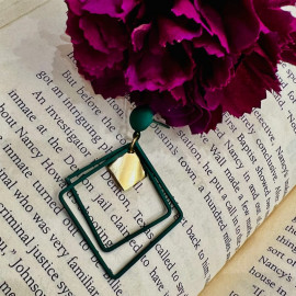 Rhombus Design Dangle Earrings
