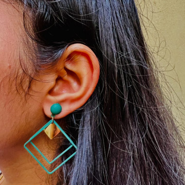 Rhombus Design Dangle Earrings