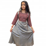 A - Line kurthi with Ajrakh Yoke - Grey