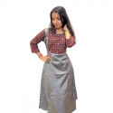 A - Line kurthi with Ajrakh Yoke - Grey