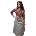 A - Line kurthi with Ajrakh Yoke - Grey