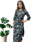 Muslin Silk Floral Top with Mirror Work