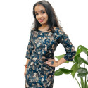 Muslin Silk Floral Top with Mirror Work