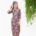 Muslin Silk Floral Top With Mirror Work