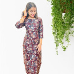 Muslin Silk Floral Top With Mirror Work