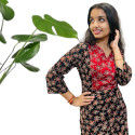 Ajrakh V neck kurthi with mirror detailing