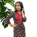 Ajrakh V neck kurthi with mirror detailing