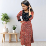 Cotton top with cotton silk patch and mirror work